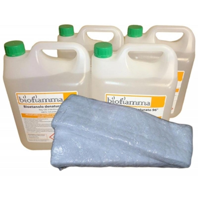 Kit Accessori Biocamino 20 lt Bioetanolo italiano + 2 Fibre Ceramiche