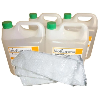Kit Accessori Camini 20 lt Bioetanolo Italiano + 3 Fibre Ceramiche