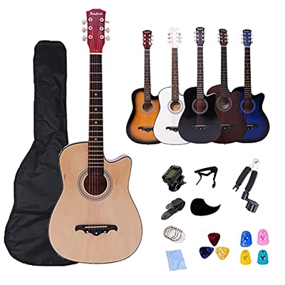 Rosefinch Chitarra Acustica per Principianti, 38 pollici 3/4 Chitarra Acustica per Bambini/Adulti con Custodia Accordatore, Borsa, Plettri, Tracolla (