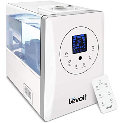 LEVOIT Umidificatore Ambiente Ultrasuoni 6L, Nebbia Calda/Fredda con Aromaterapia, Umidificatore Bambini a 36H, 40-70 m², <32 dB Modalità Sonno e Auto