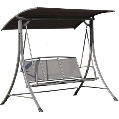 Angel Living Swing Hollywood Dondolo Altalena da giardino a 3 posti in textilene con protezione solare in acciaio