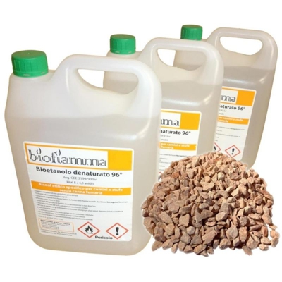 Kit 15 Litri Bioetanolo Italiano Biofiamma e Pietre Rosse Decorative