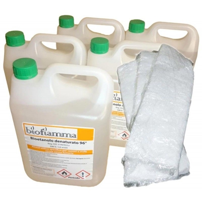 Kit Accessori Biocamino 25 Lt Bioetanolo Biofiamma + 3 Lane di Vetro