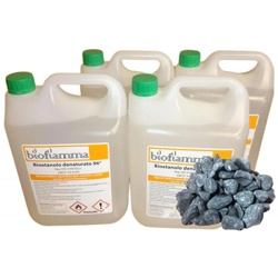 KIt Accessori Camino 4 Taniche 5 lt Bioetanolo Italiano + Pietre Nere Decorative características