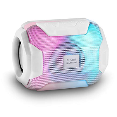 Mars Gaming MSBAXW, Altoparlante Bluetooth RGB, Compatto, 10W, USB/MicroSD/Radio, Bianco