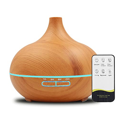 550ML Diffusore di Oli Essenziali Ultrasuoni, Diffusore di Aromi Ultrasuoni con 7 colori LED Selezionabili, Purificatore Aria, per Yoga, Camera da Let