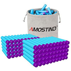 AMOSTING Proiettili per Pistola Nerf 100 Pezzi Munizioni a Freccette 7,2 cm Schiuma di Dardi Proiettili di Gomma con Custodia per N-Elite Fortnite Mod precio