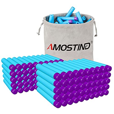 AMOSTING Proiettili per Pistola Nerf 100 Pezzi Munizioni a Freccette 7,2 cm Schiuma di Dardi Proiettili di Gomma con Custodia per N-Elite Fortnite Mod