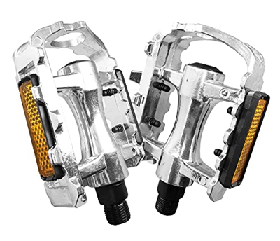 Coppia Pedali in Lega di Alluminio Anti-Slittamento Antiscivolo universali per Bicicletta con rifrangenti, Paio Modello Silver Argento Bici MTB Bike C