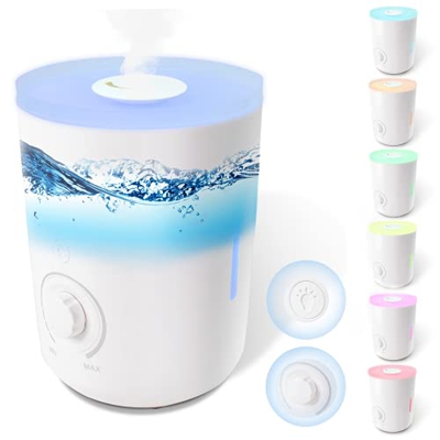 Janolia Umidificatore Ultrasuoni 3L, Diffusore di Olio Essenziale con 7 luci LED per casa, Camera da Letto, Baby Room, Yoga, Ufficio, Spa Blu