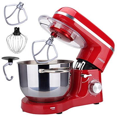 Arebos Impastatrice Robot da Cucina 1500W | Rosso | Mixer Cucina 6L | Basso Rumore | Multifunzione Impastatore Planetario Professionale con Ganci, Fru