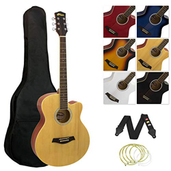 TIGER Acg3-Nt Custodia per Chitarra Acustica A Spalla, Dimensione Standard Con Porta Accessori, Corde Di Ricambio e Tracolla, Full Size, Cutaway, Beig precio