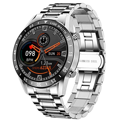 Smartwatch da Uomo Moda LIGE, IP67 Impermeabile Acciai Inossidabili Fitness Tracker Touchscreen Orologio Da Polso Uomo Cardiaca Frequenza Ossigeno Nel