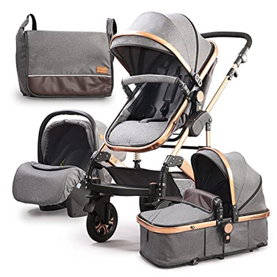 Belecoo Passeggino Leggero Pieghevole Regolabile Compatto per Bambini fino a 3 Anni Carrello Pieghevole con Una Mano con Ruote in Gomma Cesto Portaogg