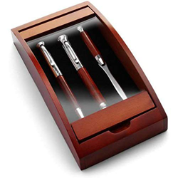 Elegante set da scrittura in palissandro con penna a sfera girevole, penna stilografica e tagliacarte – Attrezzi da scrittura in custodia 21,0 x 10,2  en oferta