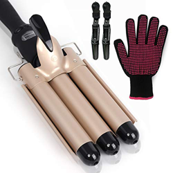 Piastra Capelli Onde,Ferro Arricciacapelli 3 Tubi 25mm in Ceramica Tormalina Beach Waves Naturale Arriccia Ondulatore Per acconciature effetto riccio  características