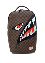 R372 Zaino Shark - Casual multitasche e multiuso in ecopelle di alta qualita' - Zaino design scacchi e bocca di squalo marrone características