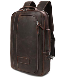 Lannsyne Uomini Pelle Vera Espandibile 15.6 Zaino per Laptop Borsa da Viaggio a Spalla Tote precio