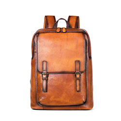 Fnionvn Zaino da Viaggio in Vera Pelle Marrone Moda di Grande Capacità Zaino per Laptop per Uomo BM-109 precio