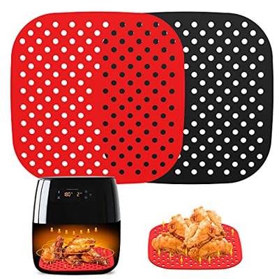 Housolution Friggitrice ad Aria in Silicone BPA Free Antiaderenti, 2 Tappetino 7.5 * 7.5 Pollici, Accessori Friggitrice ad Aria, Tappetino per Cestell