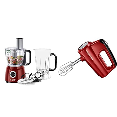 Russell Hobbs Desire Robot Da Cucina, 600 W, 1.5 L, 2 Velocita', Rosso & Desire Sbattitore, 350 W, Plastica, 5 Velocita', Rosso