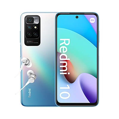 Xiaomi Redmi 10 - Smartphone 4+128GB, Display 6,5” FHD+ 90Hz, MediaTek Helio G88, quad camera AI 50MP, 5000mAh, Sea Blue (Versione ITA + 2 anni garanz