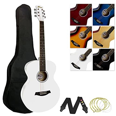 TIGER Acg2-Wh Chitarra Acustica Con Set Completo Di Accessori, Full Size, Standard, Bianco (White)