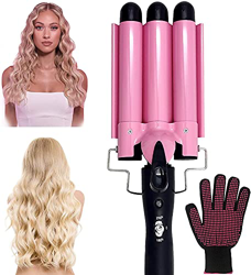 Hair Waver per capelli a sirena per donna, piegacapelli con guanti resistenti al calore, Waver per capelli professionale a 3 barili per capelli lunghi en oferta