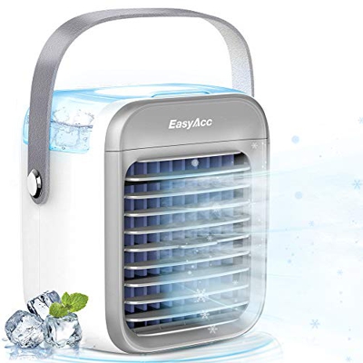 EasyAcc Ventilatore del condizionatore d'Aria, Portatile Mini Raffreddamento d'Aria Air Cooler Condizionatori Ventilatore Aggiungere Acqua e Ghiaccio 