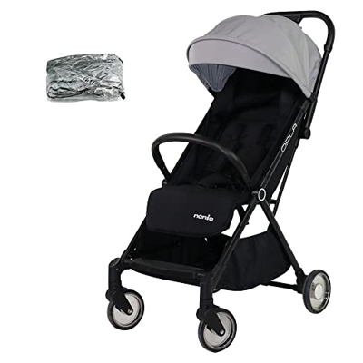 Nania - Passeggino compatto Orla con piegatura automatica - utilizzabile dalla nascita fino a 15 kg (Grigio + parapioggia)