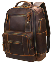 Lannsyne - Zaino vintage da uomo in pelle pieno fiore da 15,6", per computer portatile, campeggio, viaggio, 24 l en oferta