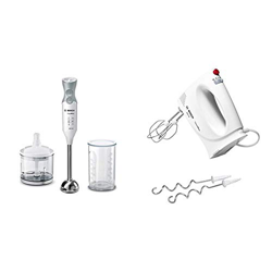 Bosch MSM66120 Mixer a Immersione, Frullatore, 600 W, Plastica, 12 velocità, Bianco & Mfq3030 Sbattitore, 350 W, Bianco precio