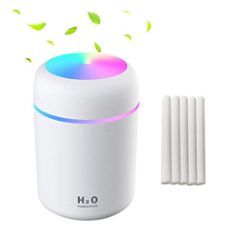 Umidificatore a nebbia fredda 300 ml a ultrasuoni silenzioso USB da scrivania umidificatore mini aria con 7 colori di luce, due modalità spray, per ca precio