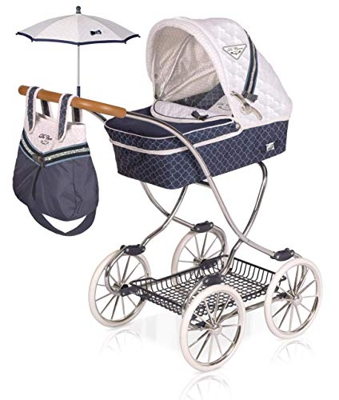 Passeggino per Bambole Classic Romantic con Ombrello Decuevas, Multicolore, 80237