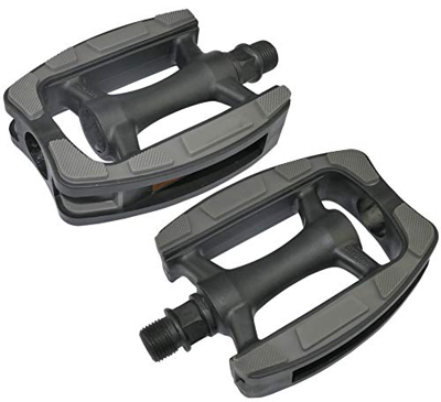 Aerzetix - Coppia di Pedali Antiscivolo per Biciclette con riflettori - plastica - 115mm /80mm /25mm - Nero e Grigio - C47190