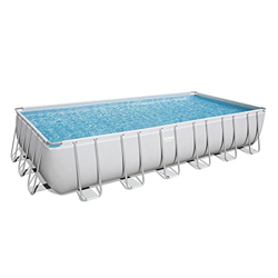 Bestway 56933 | Power Steel - Piscina Fuori Terra Base, Struttura e Liner, Rettangolare, 732x366x132cm, Grigio en oferta