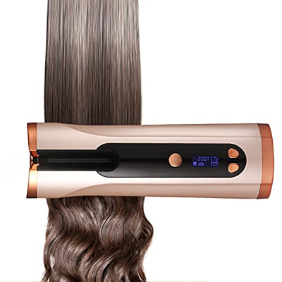 nvtuuer Bigodini senza fili, cilindri in ceramica portatile; avvolgitore automatico con indicatore della temperatura LCD, timer, 3 temperatura regolab