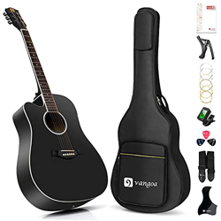 Vangoa 4/4 Chitarra Acustica per Mancini Cutaway Principianti Folk Chitarras Set con Starter Kits, Nero precio