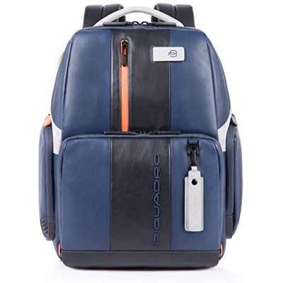 Piquadro Zaino Fast-Check Porta PC 15,6" iPad Tasca per CONNEQU e Anti-frode RFID 34x44x18cm Collezione Urban CA4532UB00/BLGR Blu e Grigio Dettagli Ar