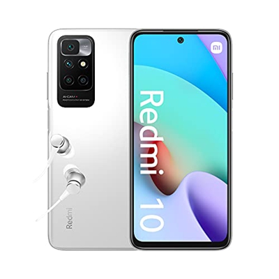 Xiaomi Redmi 10 - Smartphone 4+128GB, Display 6,5” FHD+ 90Hz, MediaTek Helio G88, quad camera AI 50MP, 5000mAh, Pebble White (Versione ITA + 2 anni ga