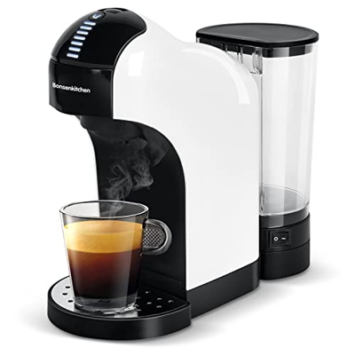 Bonsenkitchen Macchina per caffé espresso, a capsule, macchina per caffè filtro Bianco, 1 macchina per capsule Nespresso