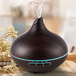 Diffusore di Oli Essenziali Umidificatore Profumatore per ambiente 300ml Umidificatore a Ultrasuoni per Aromaterapia con Venature in Legno con 7 LED C en oferta