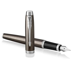 Parker 1931650 IM Penna Stilografica, Punta Sottile e Ricarica di Inchiostro Blu, Confezione Regalo, Dark Espresso Chrome Trim precio