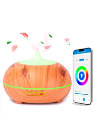 Umidificatore di oli essenziali, diffusore di aromi a ultrasuoni, 300 ml, in legno chiaro, multicolore, profumato, timer, funziona con Amazon Alexa e  en oferta