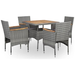 Set Pranzo Da Giardino 5 Pz Grigio Polyrattan E Legno D'acacia características