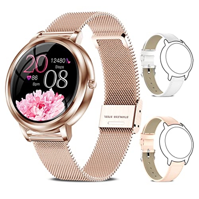 Smartwatch Donna, Orologio Fitness Donna Impermeabile IP67, con 15 Modalità Sportive, Cardiofrequenzimetro Smart Watch con Notifiche Messaggi Activity