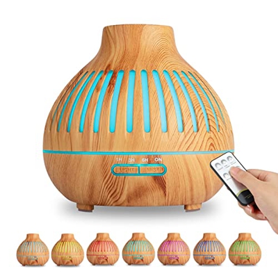 BNGXR Umidificatori, 400ML diffusore di oli Essenziali,Diffusore di aromi con 7 colori LED,Ultrasuoni silenzioso umidificatore,Diffusore ambiente,Auto