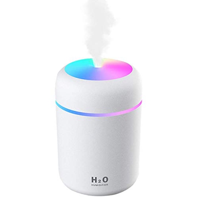 Umidificatore Ambiente, compatibile USB Mini Umidificatore con funzione luce notturna, 2 modalità di nebbia per auto, ufficio, camera da letto, super 