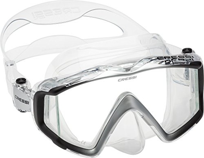 Cressi Liberty 3, Maschera per Immersioni, Apnea e Snorkeling, Disponibile in Versione Due/Tre Vetri Unisex Adulto, Trasparente/Nero/Silver, Taglia Un