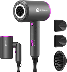 Asciugacapelli, Slopehill Phon da Viaggio Professionali, Asciugacapelli Ioni e Ceramica, 1800W, Manico Pieghevole, 3 temperature/2 velocità/ 3 Ugello  en oferta